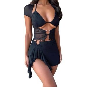 Stylish Black Mesh Beach Cover-Up